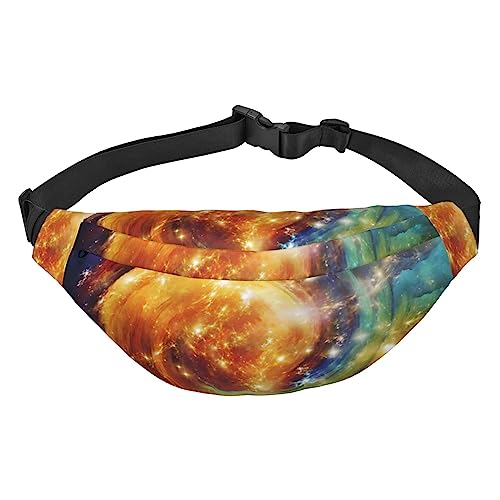 Wunderschöne Galaxy-Bauchtasche für Damen und Herren, leicht, verstellbar, für Reisen, Wandern, Radfahren, Schwarz , Einheitsgröße von BONDIJ