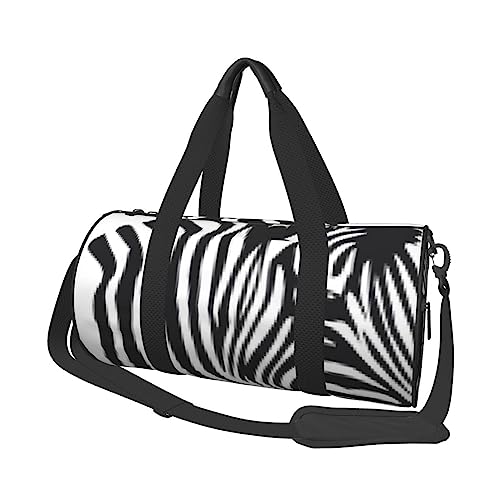 Zebra Runder Turnbeutel mit großem Fassungsvermögen, Reisetasche für Reisen, strapazierfähig, rund, Sportbeutel, Schwarz , Einheitsgröße von BONDIJ