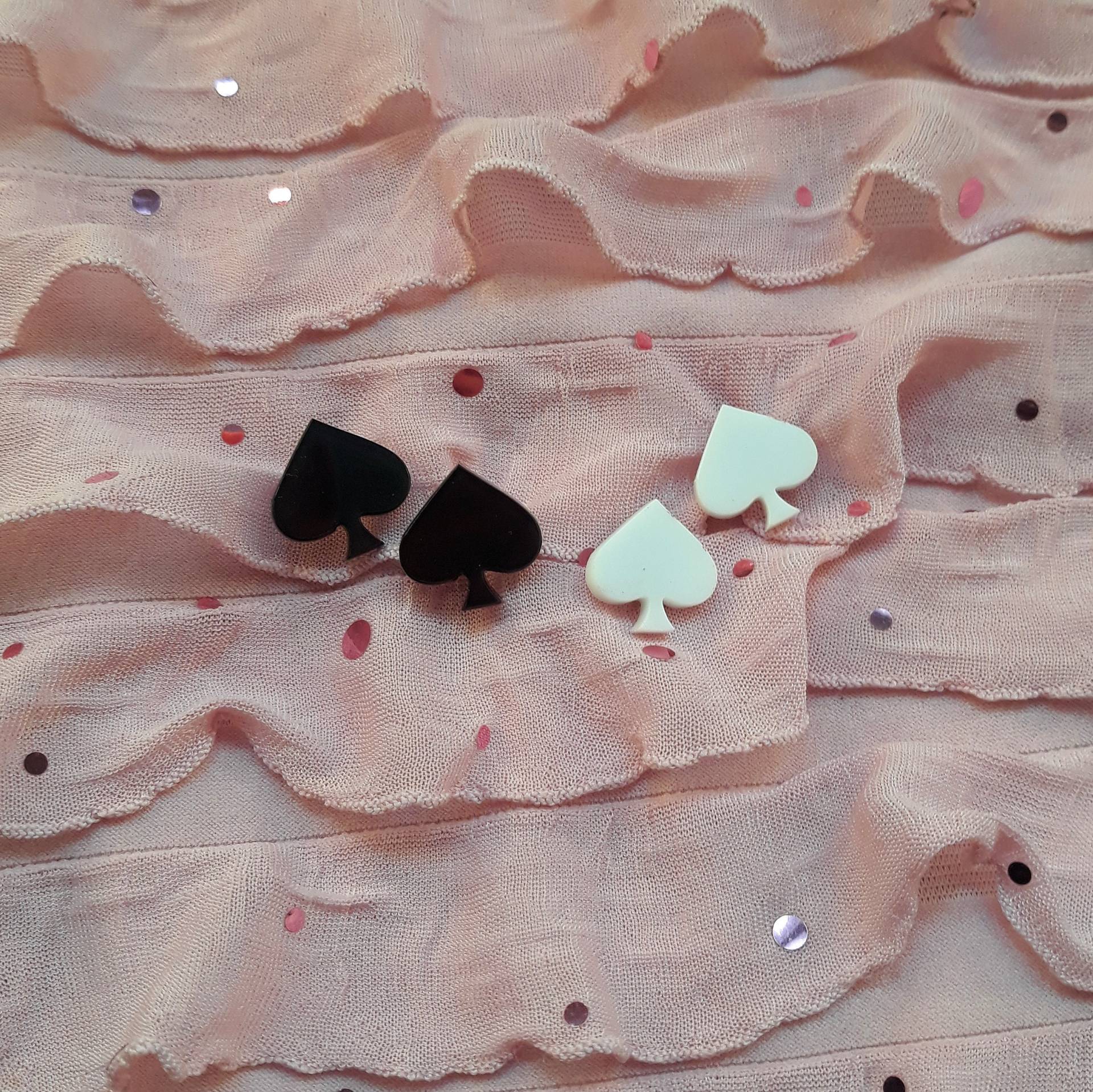 White Or Black Ace Of Spade Stud Acrylic Earrings With Hypoallergenic Earring Posts White Or Black Ace Of Spade Stud Acrylic Earrings With Hypoallergenic Earring Posts von BONESCOUTURE