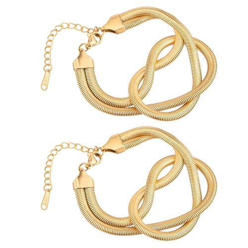 2 Stück 18K Vergoldet Stapelarmbänder Unendlichkeitsarmband Liebesknoten-Armband Aus Titan Stahl Passende Pärchen Armband Für Paare Twist Schlange Armkette Gold Bracelet Schmuck Geschenke Für Frauen 2 Stück 18K Vergoldet Stapelarmbänder Unendlichkeitsarmband Liebesknoten-Armband Aus Titan Stahl Passende Pärchen Armband Für Paare Twist Schlange Armkette Gold Bracelet Schmuck Geschenke Für Frauen von BONGSHAKALAKA