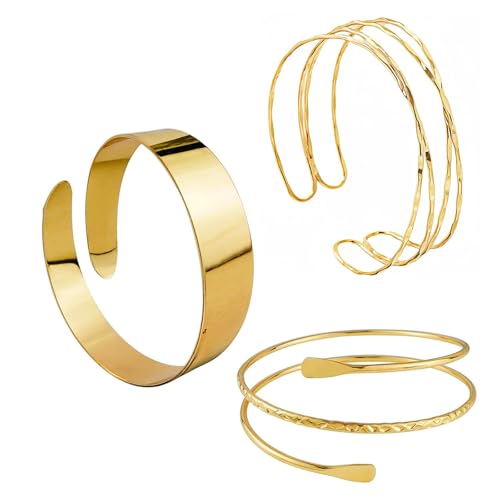 3 Stück Verstellbares Armreif Oberarm Minimalistisches Oberarm Wickelarmband Oberarmreif Gold Set Boho Punk Griechische Armband Oberarm Manschette Armreif Für Frauen Für Partys Und Besondere Anlässe von BONGSHAKALAKA
