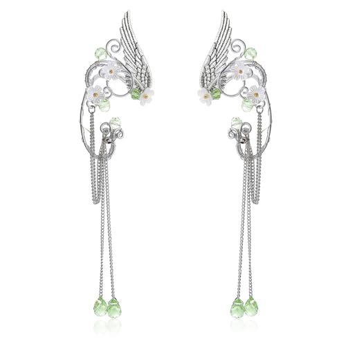 Elfen Manschette Ohrringes Elfens Ohrringe Für Damen Silber Nicht Durchbohrte Schmetterling Ohrringe- Elfen- Ohren Schmuck Accessoires Für Elben Kostüm Feenkostüme Frauen Halloween Cosplay Kostüm von BONGSHAKALAKA
