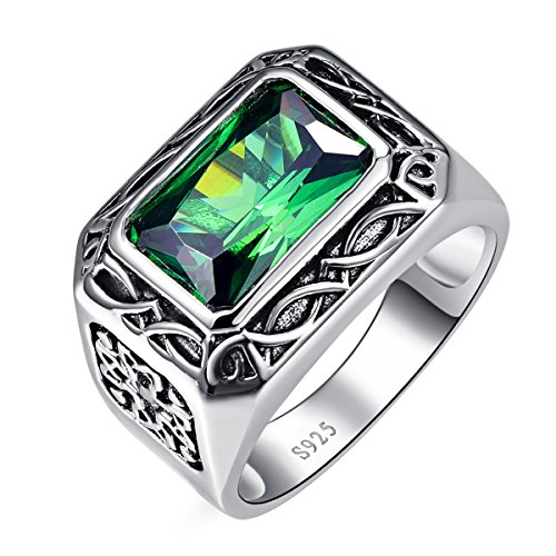 BONLAVIE 6.85CT Luxus Männer Ring Jade Silber Ring 925/1000 Verlobungsring 53(16.9) von BONLAVIE