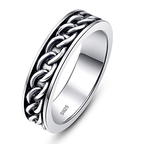 BONLAVIE Herren Spinner Kettenring Massiv 925 Sterling Silber Schmuck Band Täglicher Ring mit Geschenkbox für Ihn Comfort Fit Größe62(19.7) von BONLAVIE