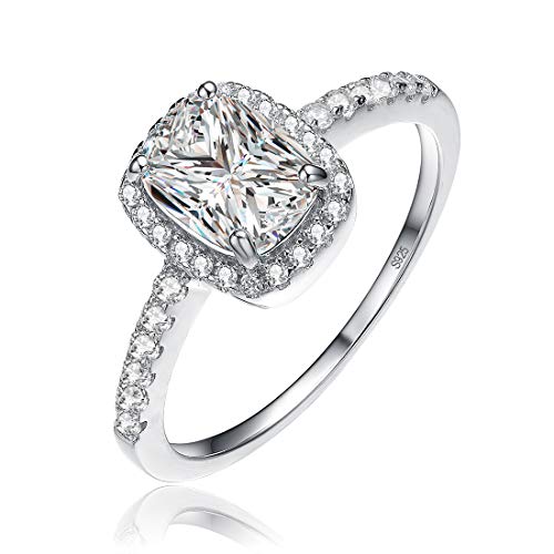 BONLAVIE 925 Silber Solitaire Trauringe Halo Ringe für Jubiläum/Verlobung/Party für Frauen, Größe 5-9 von BONLAVIE