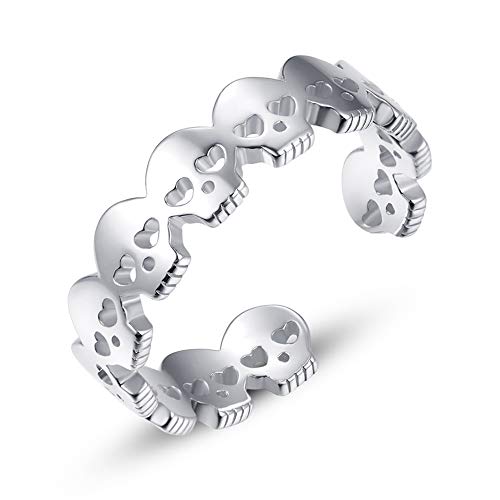 BONLAVIE 925 Sterling Silber Gothic Open Skull Ring Platin plattiert Einstellbare Persönlichkeit Totenkopf Bands BONLAVIE 925 Sterling Silber Gothic Open Skull Ring Platin plattiert Einstellbare Persönlichkeit Totenkopf Bands von BONLAVIE