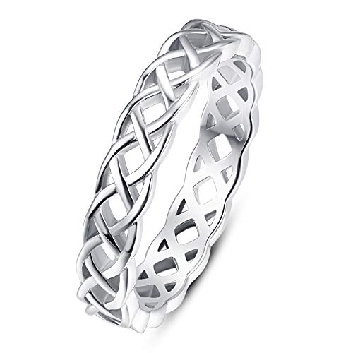BONLAVIE Damen 925 Sterling Silber Ring Einfacher Keltischer Knoten Eternity Band Ring Hollow Design Größe 54 (17.2) von BONLAVIE