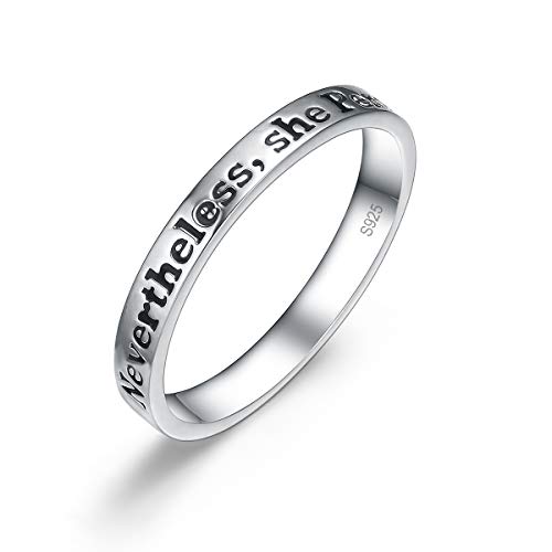 BONLAVIE Damen Ringe 925 Silber Schriftzug Nevertheless,she persisted Versprechen Ring Fingerringe Hochzeit Verlobung Ewigkeitsringe für Damen Mädchen von BONLAVIE