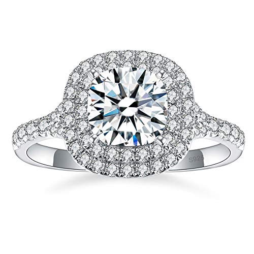 BONLAVIE Damenring Verlobungsring Ringkissen 3ct Zirkonia 925 Silber Promise Ring von BONLAVIE