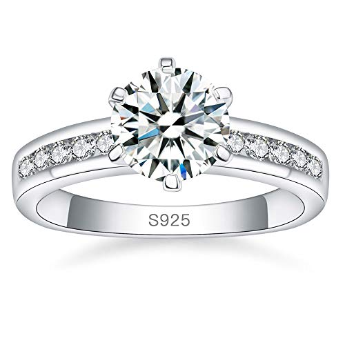 BONLAVIE Verlobungsring Silber Ring 2.5ct CZ Solitaire Silberring FüR Damen 925 Silber von BONLAVIE