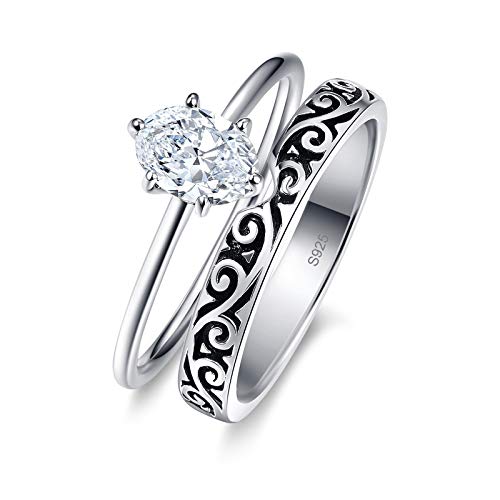 BONLAVIE Vintage Verlobungsring Set Frauen 925 Sterling Silber kubischer Zirkonia Ring Set Größe 49.3(15.7)… von BONLAVIE