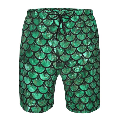 BONLOR Herren-Badehose, Fischschuppen-Shorts, schnell trocknend, Boardshorts mit Netzfutter, atmungsaktiv, Strand-Shorts, Bademode, Badeanzug, Grün, Grün von BONLOR