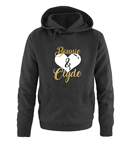 Comedy Shirts - Bonnie & Clyde - Herz Motiv - Herren Hoodie - Schwarz / Gold-Weiss Gr. 4XL von BONNIE And CLYDE ®