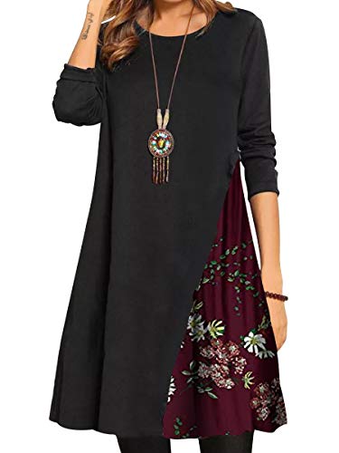 BONNY BILLY Damen Kleider Langarm Blumen Elegant Kurz T-Shirt Freizeitkleid Winterkleid 34 36 S Rot-1 BONNY BILLY Damen Kleider Langarm Blumen Elegant Kurz T-Shirt Freizeitkleid Winterkleid 34 36 S Rot-1 von BONNY BILLY
