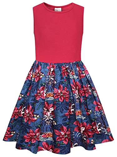 BONNY BILLY Mädchen Kleider Ärmellos Blumen Festlich Weihnachten Winterkleid Partykleid 10-11 Jahre/140-146 Rot von BONNY BILLY