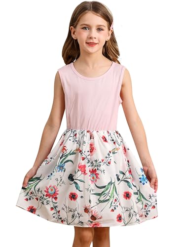 BONNY BILLY Mädchen Kleider Ärmellos Blumen Kinder Freizeitkleid Strandkleid Sommerkleid 4-5 Jahre/104-110 Blumen-2 von BONNY BILLY