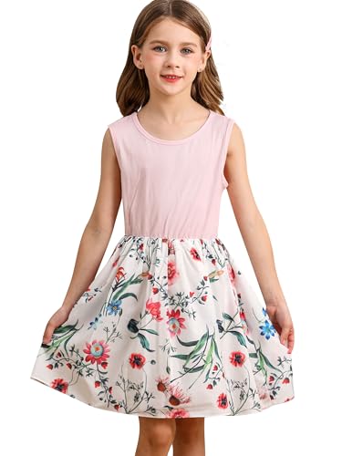 BONNY BILLY Mädchen Kleider Ärmellos Blumen Kinder Freizeitkleid Strandkleid Sommerkleid 8-9 Jahre/128-134 Blumen-2 von BONNY BILLY