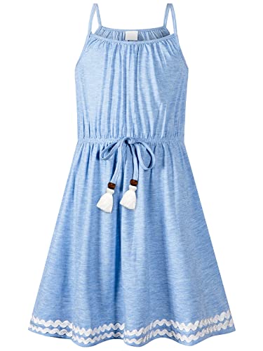 BONNY BILLY Mädchen Kleider Kinder Freizeit Sommerkleid Strandkleid Trägerkleid 10-11 Jahre/140-146 Blau-2 von BONNY BILLY