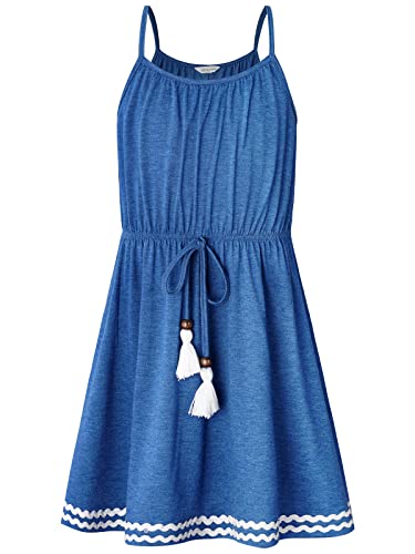 BONNY BILLY Mädchen Kleider Kinder Freizeit Sommerkleid Strandkleid Trägerkleid 7-8 Jahre/122-128 Dunkelblau von BONNY BILLY