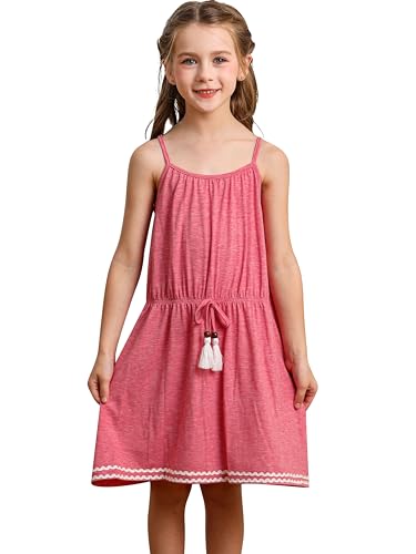 BONNY BILLY Mädchen Kleider Kinder Freizeit Sommerkleid Strandkleid Trägerkleid 10-11 Jahre/140-146 Rot-1 von BONNY BILLY