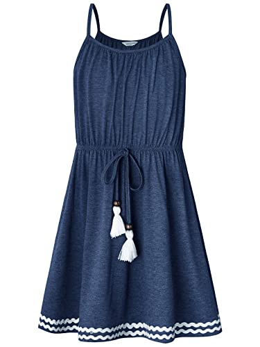 BONNY BILLY Mädchen Kleider Kinder Freizeit Sommerkleid Strandkleid Trägerkleid 10-11 Jahre/140-146 Dunkelblau-2 von BONNY BILLY