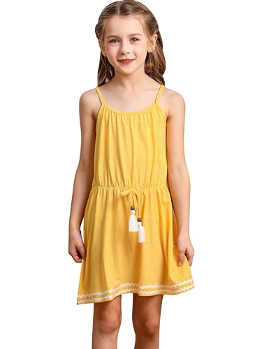 BONNY BILLY Mädchen Kleider Kinder Freizeit Sommerkleid Strandkleid Trägerkleid 4-5 Jahre/104-110 Gelb-1 von BONNY BILLY