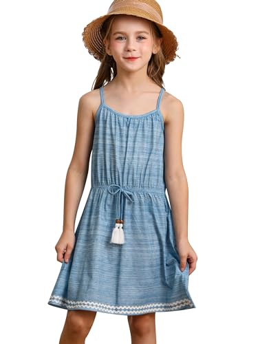 BONNY BILLY Mädchen Kleider Kinder Freizeit Sommerkleid Strandkleid Trägerkleid 7-8 Jahre/122-128 Blau von BONNY BILLY