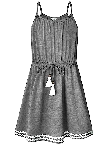 BONNY BILLY Mädchen Kleider Kinder Freizeit Sommerkleid Strandkleid Trägerkleid 8-9 Jahre/128-134 Dunkelgrau-1 von BONNY BILLY