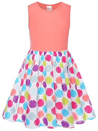 BONNY BILLY Mädchen Kleider Ärmellos Punkte Kinder Freizeitkleid Strandkleid Sommerkleid 5-6 Jahre/110-116 Wassermelonenrot von BONNY BILLY