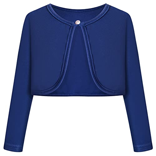 BONNY BILLY Mädchen Strickjacke Langarm Baumwolle Kinder Bolero Jacke 10-11 Jahre/140-146 Blau von BONNY BILLY