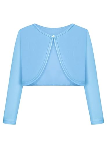 BONNY BILLY Mädchen Strickjacke Langarm Baumwolle Kinder Bolero Jacke 10-11 Jahre/140-146 Hellblau von BONNY BILLY