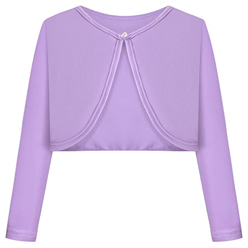 BONNY BILLY Mädchen Strickjacke Langarm Baumwolle Kinder Bolero Jacke 10-11 Jahre/140-146 Lila von BONNY BILLY