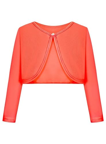 BONNY BILLY Mädchen Strickjacke Langarm Baumwolle Kinder Bolero Jacke 10-11 Jahre/140-146 Orange von BONNY BILLY