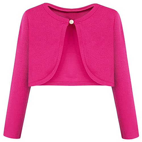 BONNY BILLY Mädchen Strickjacke Langarm Baumwolle Kinder Bolero Jacke 10-11 Jahre/140-146 Rosa von BONNY BILLY