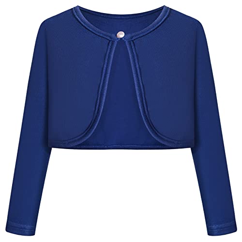 BONNY BILLY Mädchen Strickjacke Langarm Baumwolle Kinder Bolero Jacke 3-4 Jahre/98-104 Blau von BONNY BILLY