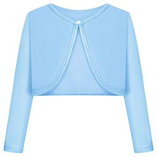 BONNY BILLY Mädchen Strickjacke Langarm Baumwolle Kinder Bolero Jacke 3-4 Jahre/98-104 Hellblau von BONNY BILLY