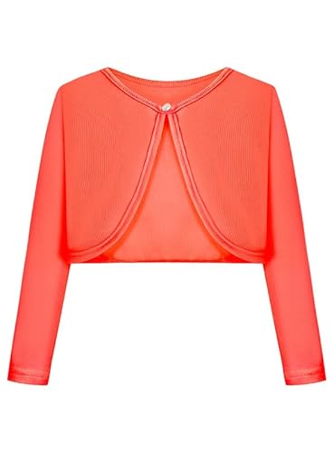 BONNY BILLY Mädchen Strickjacke Langarm Baumwolle Kinder Bolero Jacke 3-4 Jahre/98-104 Orange von BONNY BILLY