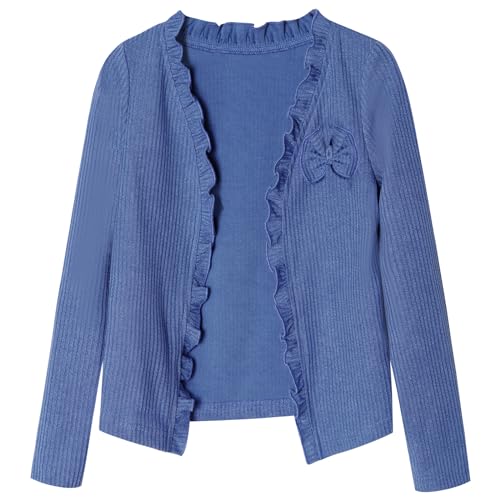 BONNY BILLY Mädchen Strickjacke Langarm Spitze Kinder Bolero Jacke mit Schleife 3-4 Jahre/98-104 Blau von BONNY BILLY