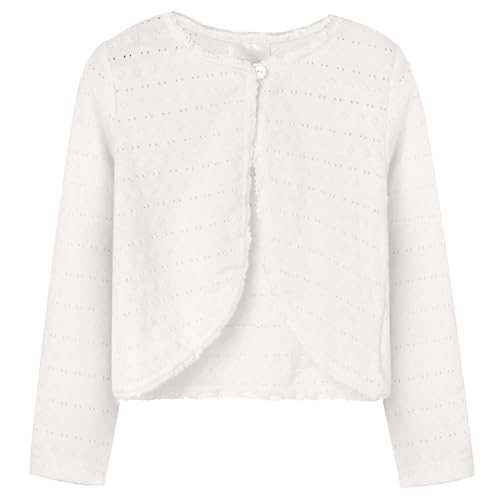 Bonny Billy Mädchen Strickjacke Langarm Baumwolle Spitze Kinder Bolero Jacke 8-9 Jahre/140cm Weiss von BONNY BILLY