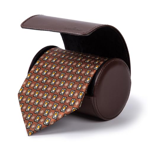 Krawattenbox für Herren, PU-Krawattenetui, Krawatte, Organisierung, Zylinder, Leder, Herren-Aufbewahrung, tragbare Krawattenrolle für Reisen, Geschäftsgeschenke, Dunkelbraun von BONNY DODO
