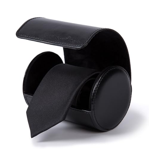 Krawattenbox für Herren, PU-Krawattenetui, Krawatte, Organizer, Zylinder, Leder, Herren-Aufbewahrung, tragbare Krawattenrolle für Reisen, Geschäftsgeschenke, Schwarz von BONNY DODO