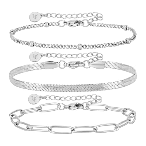 BONNYBIRD® Edelstahl Armband Damen Silber Armbänder Set Armkette Wasserfester Schmuck Silberarmband Gliederarmband Schlangenarmband Armkettchen Damenarmband Frauen Teenager Modeschmuck Bracelet Women BONNYBIRD® Edelstahl Armband Damen Silber Armbänder Set Armkette Wasserfester Schmuck Silberarmband Gliederarmband Schlangenarmband Armkettchen Damenarmband Frauen Teenager Modeschmuck Bracelet Women von BONNYBIRD