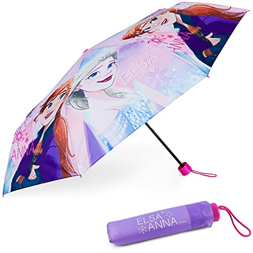 BONNYCO Regenschirm Kinder Frozen Regenschirm Sturmfest mit Verstärkter Struktur - Klappschirm mit für Tasche, Rucksack oder Reise | Regenschirm Klein Mädchen - Geschenke für Mädchen von BONNYCO