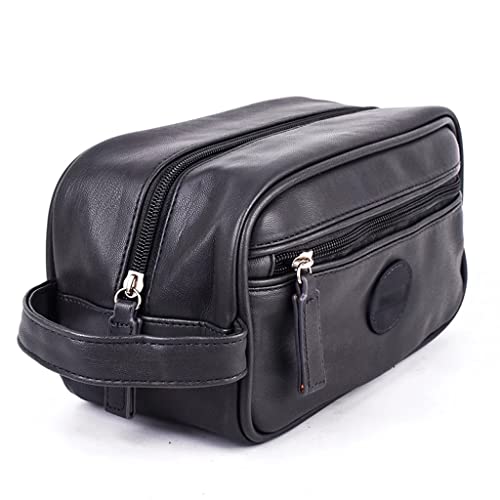 Frauen Männer Reise wasserdichte Kulturbeutel Leder Waschen Dusche Make-Up Organizer Tragbare Kosmetik Fall Griff Tasche von BONOOL