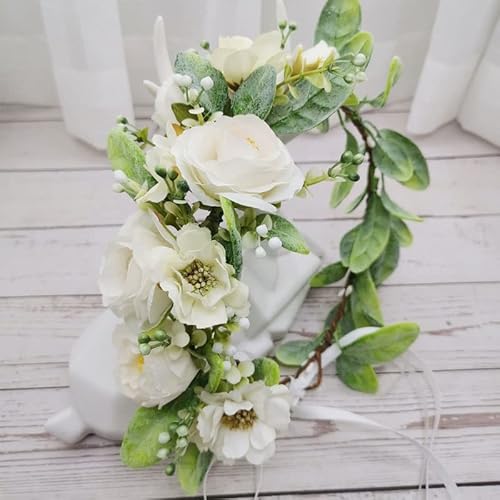 Handgemachte Blumenkronen Kranz Mädchen Stirnband Hochzeit Haarschmuck Kopfschmuck Frauen Blumengirlande Braut Kopfbedeckung von BONOOL