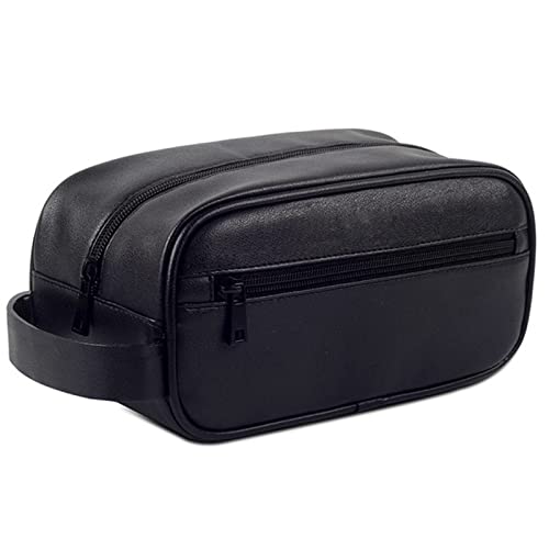 Herren-Kulturbeutel aus Kunstleder, zum Waschen, Duschen, Make-up, Organizer, Retro-Armband, Handtasche, Damen, tragbarer Kosmetikkoffer von BONOOL