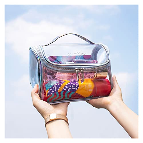 Kosmetiktasche für Damen, transparent, groß, Make-up-Tasche, Reise-Reißverschluss, Make-up-Kosmetiktasche, Kulturbeutel (Farbe: D, Größe: 1) von BONOOL