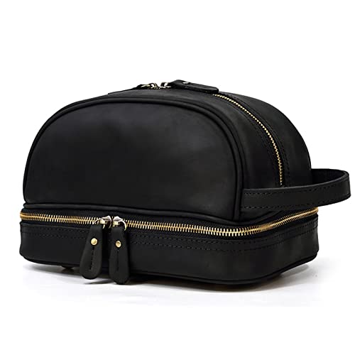 Kuh Leder Reise Make-Up Tasche Männer Vintage Echtes Leder Kosmetik Fällen Männlichen Waschen Lagerung Kulturbeutel von BONOOL