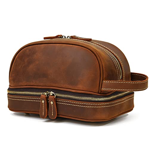 Kuh Leder Reise Make-Up Tasche Männer Vintage Echtes Leder Kosmetik Fällen Männlichen Waschen Lagerung Kulturbeutel von BONOOL