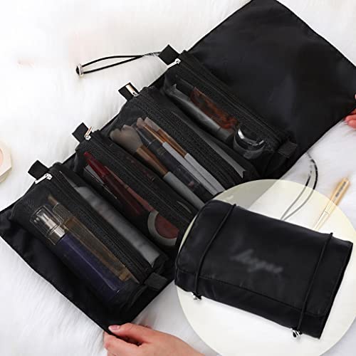 Reise-Kosmetiktasche für Damen, Netzstoff, Make-up-Box, Taschen, Kosmetikerin, Toilettenartikel, Make-up-Pinsel, Lippenstift, Aufbewahrungsorganisator (Farbe: D, Größe: 55 x 17 cm) von BONOOL